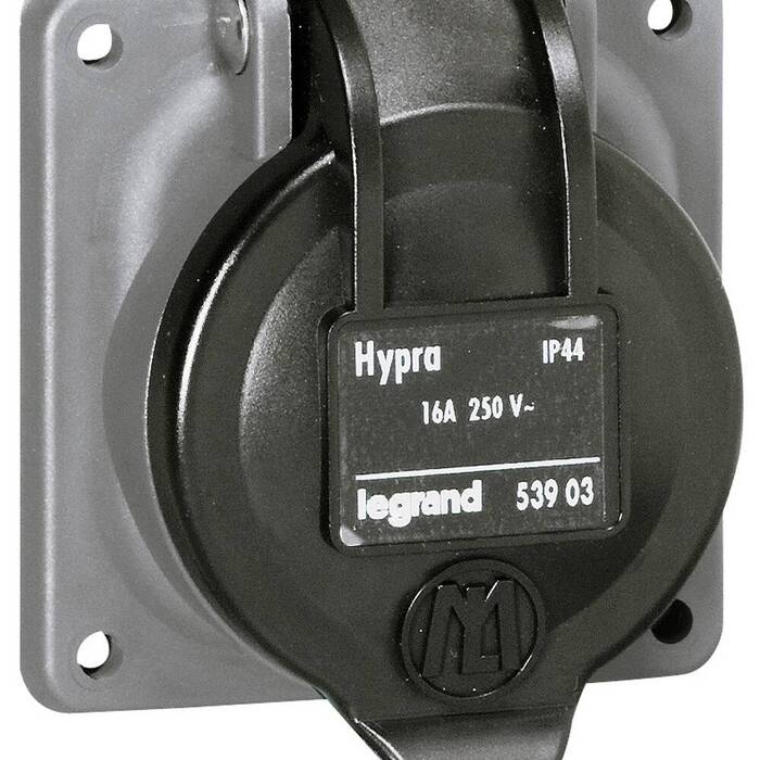 Встраиваемая розетка Hypra - IP 44 - 2К+З - бытовая - 250 В - 16 А - пластик