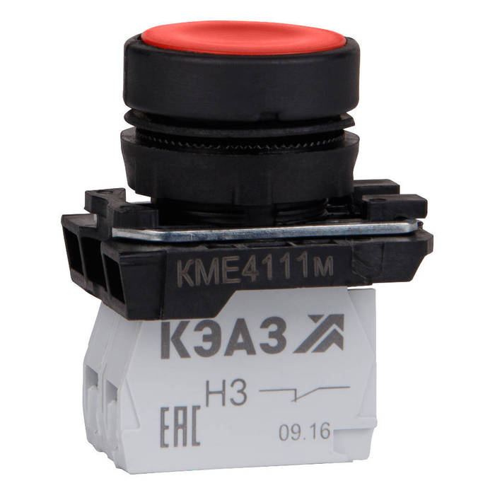 Кнопка КМЕ4501м-красный-0но+1нз-цилиндр-IP54-КЭАЗ