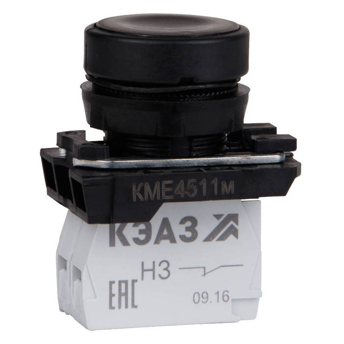 Кнопка КМЕ4522м-черный-2но+2нз-цилиндр-IP54-КЭАЗ