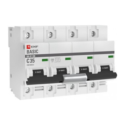 Автоматический выключатель EKF Basic 4P 35А (C) 10кА, mcb47100-4-35C-bas