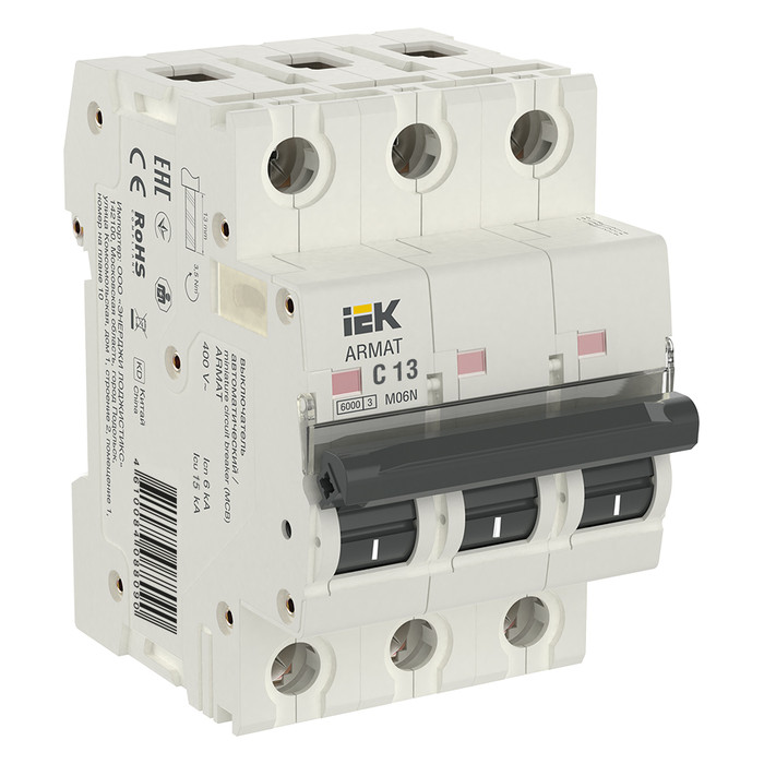 Автоматический выключатель IEK ARMAT 3P 13А (C) 6кА, AR-M06N-3-C013