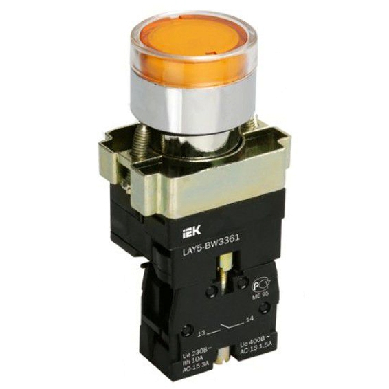 Кнопка управления LAY5-BW3561 с подсветкой желтый 1з ИЭК
