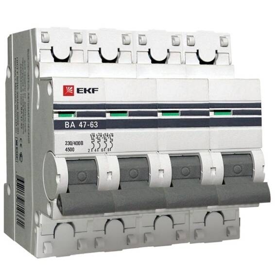 Автоматический выключатель EKF PROxima 4P 0.5А (C) 4.5кА, mcb4763-4-0.5C-pro