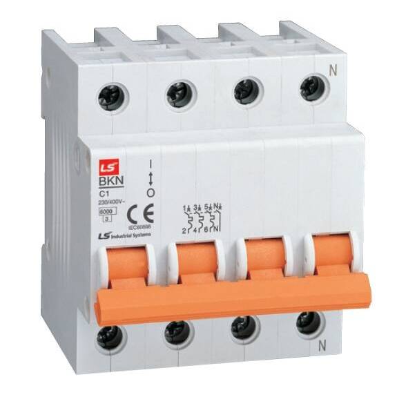 Автоматический выключатель LS Electric BKN 3P+N 16А (C) 6кА, 061403218B