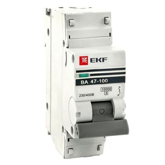 Автоматический выключатель EKF PROxima 1P 100А (C) 10кА, mcb47100-1-100C-pro