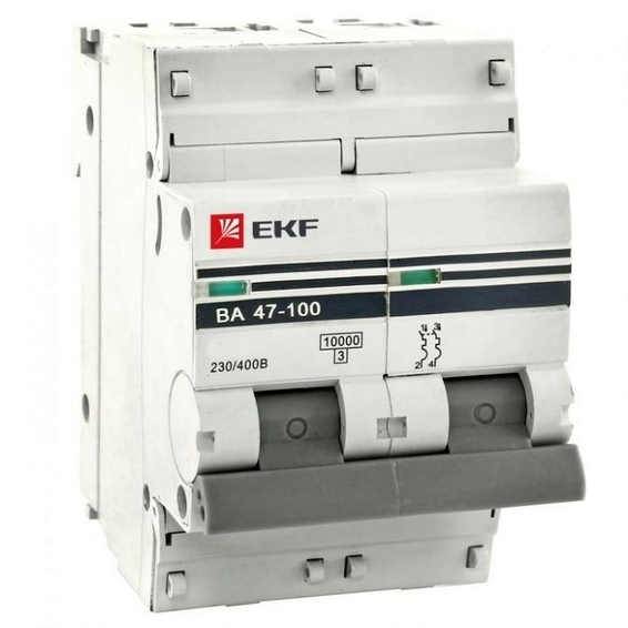 Автоматический выключатель EKF PROxima 2P 100А (C) 10кА, mcb47100-2-100C-pro