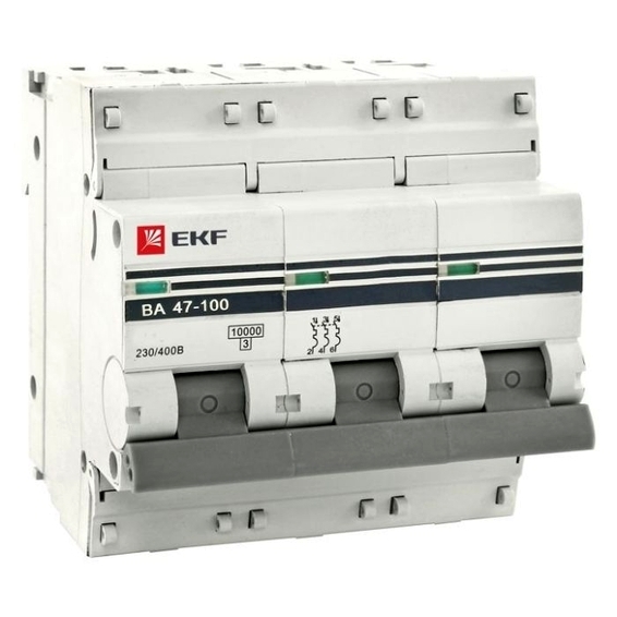 Автоматический выключатель EKF PROxima 3P 125А (C) 10кА, mcb47100-3-125C-pro
