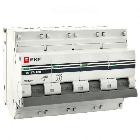 Автоматический выключатель EKF PROxima 4P 100А (C) 10кА, mcb47100-4-100C-pro