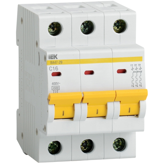 Автоматический выключатель IEK ВА47-29 3P 50А (D) 4.5кА, MVA20-3-050-D