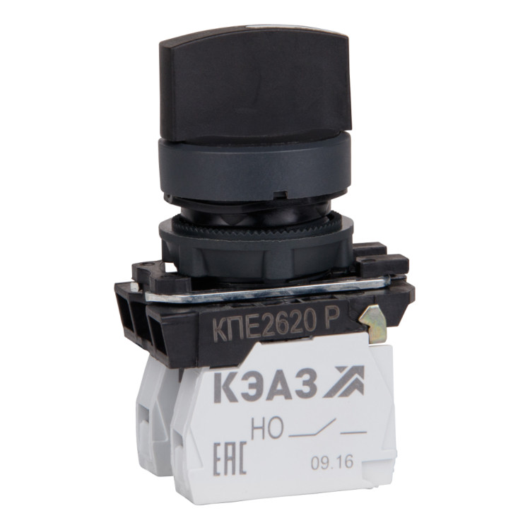 Переключатель КПЕ2620Р-черный-2но+0нз-ручка-фикс-3поз-IP65-КЭАЗ