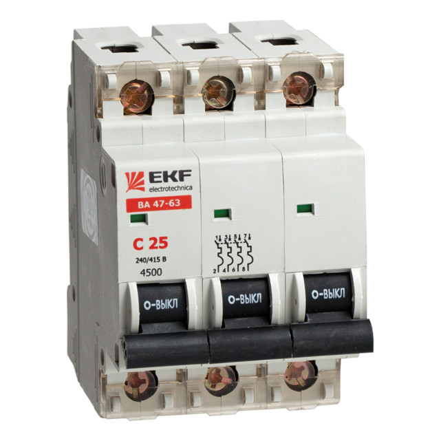 Автоматический выключатель EKF PROxima 3P 50А (D) 4.5кА, mcb4763-3-50D