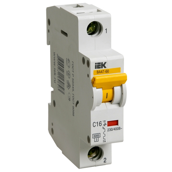 Автоматический выключатель IEK ВА47-60 1P 10А (B) 6кА, MVA41-1-010-B