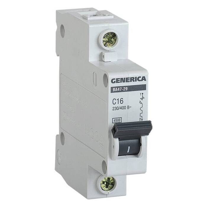 Автоматический выключатель IEK GENERICA 1P 6А (C) 4.5кА, MVA25-1-006-C