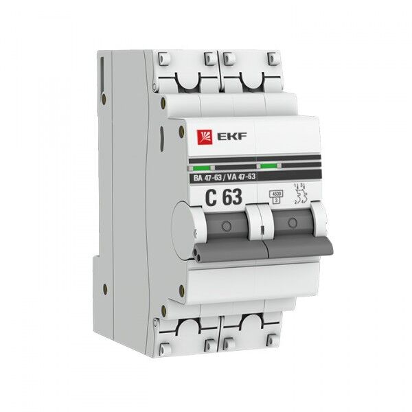 Автоматический выключатель EKF PROxima 2P 10А (B) 5кА, mcb4763-2-10B-pro