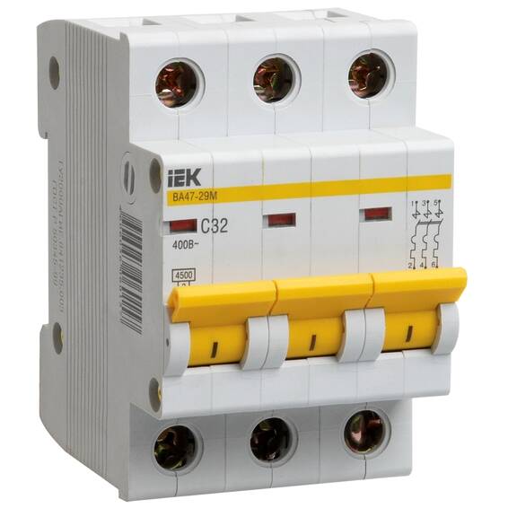 Автоматический выключатель IEK ВА47-29М 3P 5А (D) 4.5кА, MVA21-3-005-D