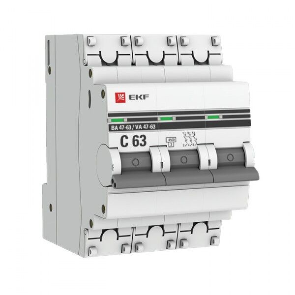 Автоматический выключатель EKF PROxima 3P 10А (B) 5кА, mcb4763-3-10B-pro