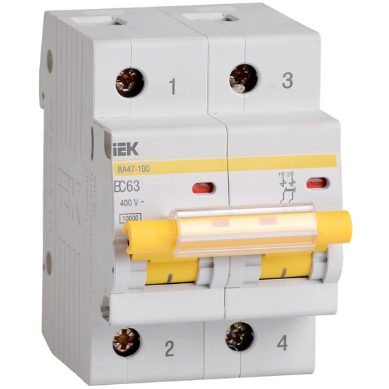 Автоматический выключатель IEK ВА47-100 2P 100А (C) 10кА, MVA40-2-100-C