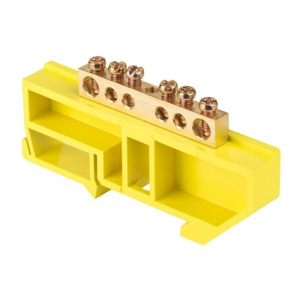 Шина 0 N (6х9мм) 6 отверстий латунь желтый изолятор на DIN-рейку розничный стикер EKF PROxima