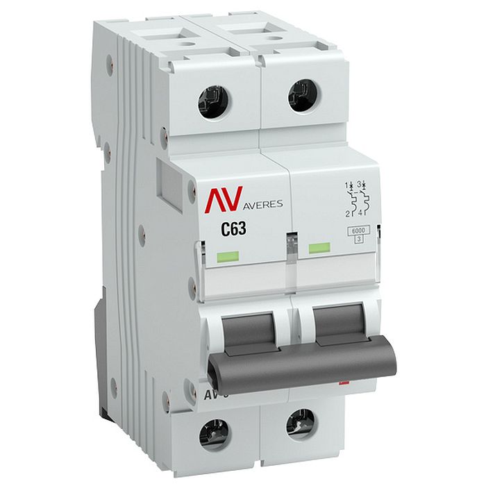 Автоматический выключатель EKF AVERES 2P 6А (C) 10кА, mcb10-2-06C-av