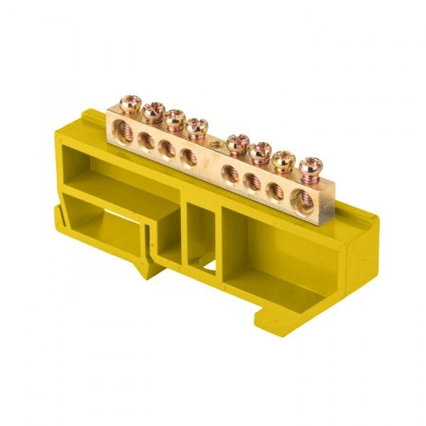 Шина 0 N (6х9мм) 8 отверстий латунь желтый изолятор на DIN-рейку розничный стикер EKF PROxima