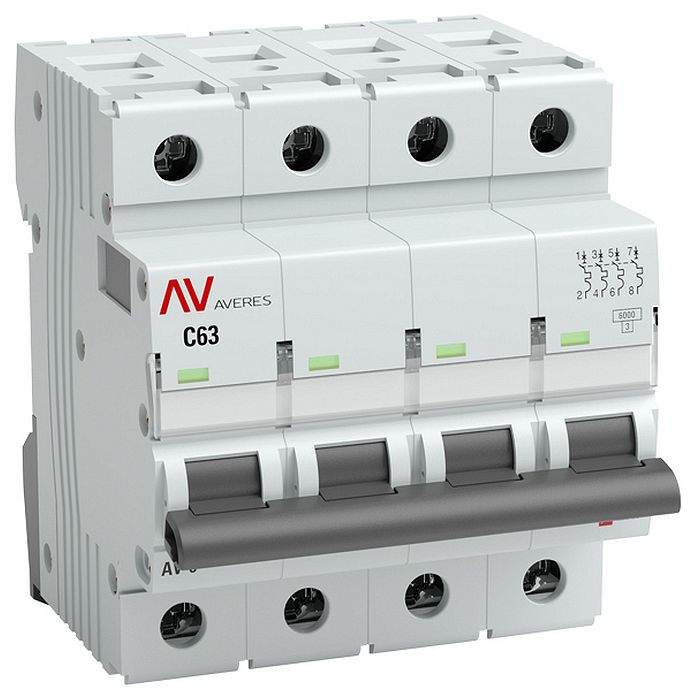Автоматический выключатель EKF AVERES 4P 1А (D) 10кА, mcb10-4-01D-av