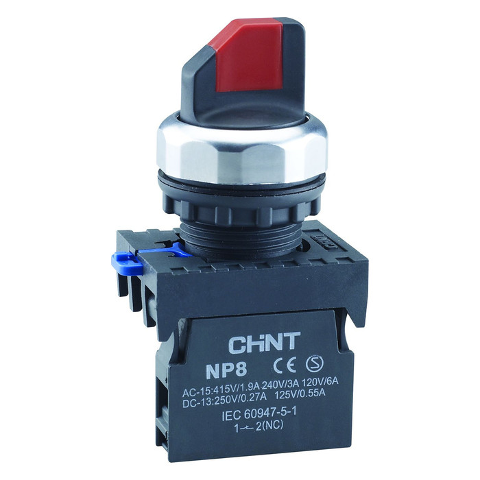 Переключатель управления с фиксацией NP8-20X/31 без подсветки красная 2НО IP65 (R)(CHINT)
