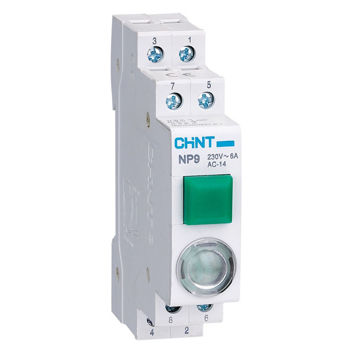Кнопка модульная NP9-12D3/1 с подсветкой, 1НО+2НЗ, AC/DC230В, зеленая(CHINT)