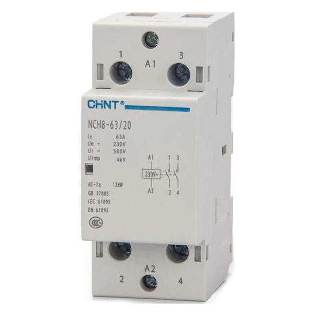 Модульный контактор Chint NCH8 2НО 63А 230В AC, 256093