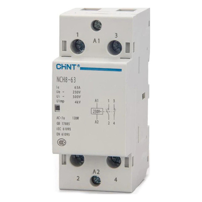 Модульный контактор Chint NCH8 1НО+1НЗ 63А 230В AC, 256095