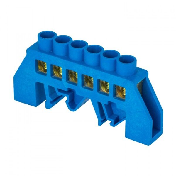 Шина 0 N (8х12мм) 6 отверстий латунь синий нейлоновый корпус комбинированный розничный стикер EKF PROxima