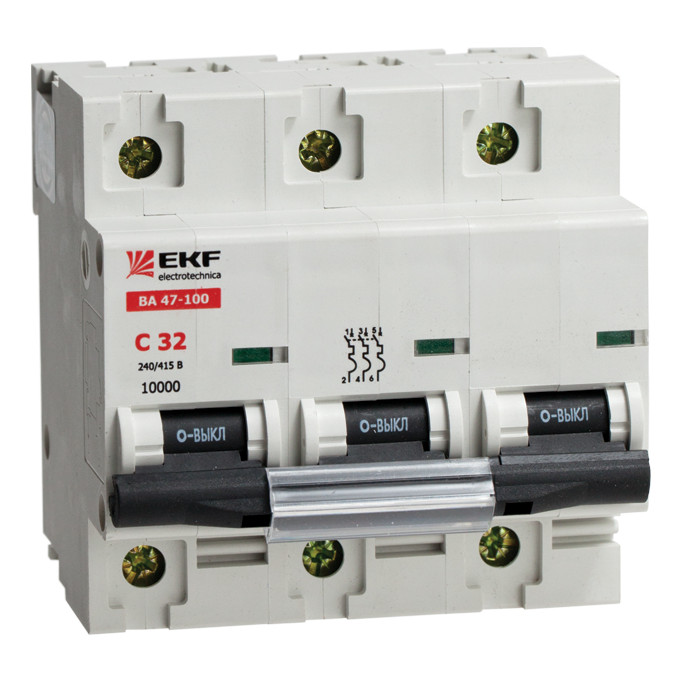 Автоматический выключатель EKF PROxima 3P 80А (D) 10кА, mcb47100-3-80D