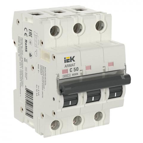 Автоматический выключатель IEK ARMAT 3P 50А (C) 6кА, AR-M06N-3-C050
