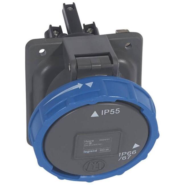 Встраиваемая розетка Hypra - IP 66/67-55 - 2К+3 - 63 А - пластик Встраиваемая розетка Hypra - IP 66/67-55 - 2К+3 - 63 А - пластик