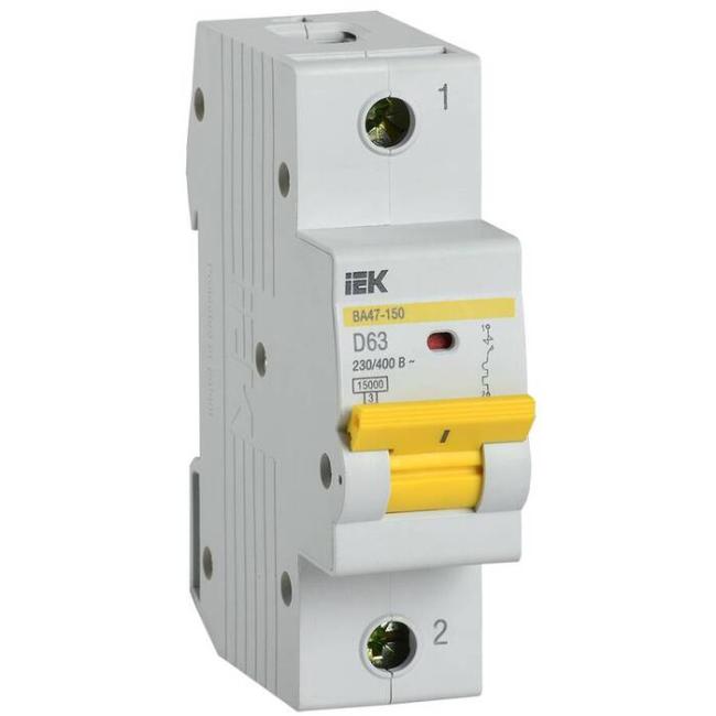 Автоматический выключатель IEK ВА47-150 1P 63А (D) 15кА, MVA50-1-063-D