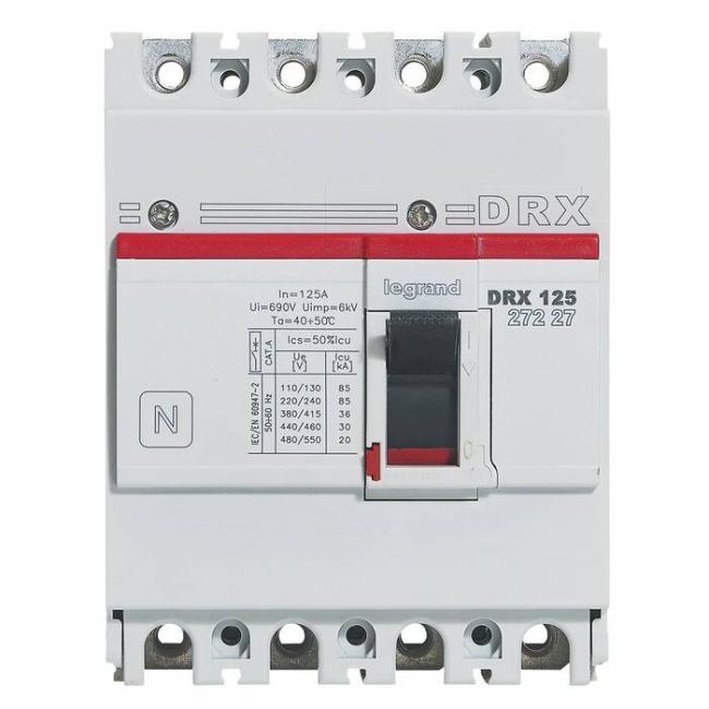 Силовой автомат Legrand DRX, 36кА, 4P, 125А, 027227 Силовой автомат Legrand DRX, 36кА, 4P, 125А, 027227