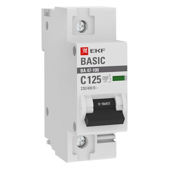 Автоматический выключатель EKF Basic 1P 125А (C) 10кА, mcb47100-1-125C-bas Автоматический выключатель EKF Basic 1P 125А (C) 10кА, mcb47100-1-125C-bas