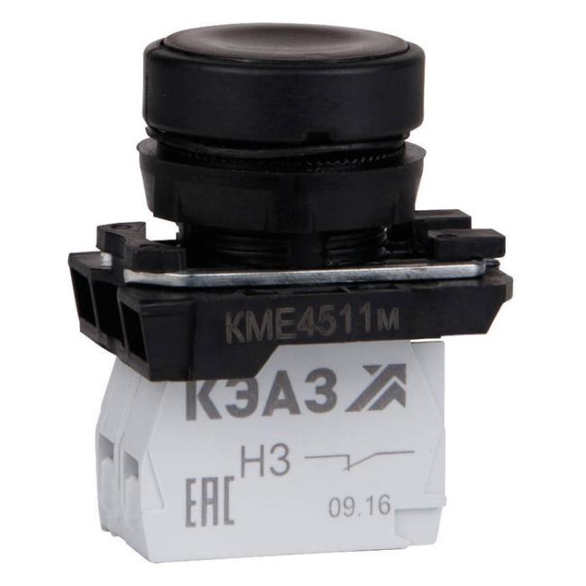 Кнопка КМЕ4522м-черный-2но+2нз-цилиндр-IP54-КЭАЗ
