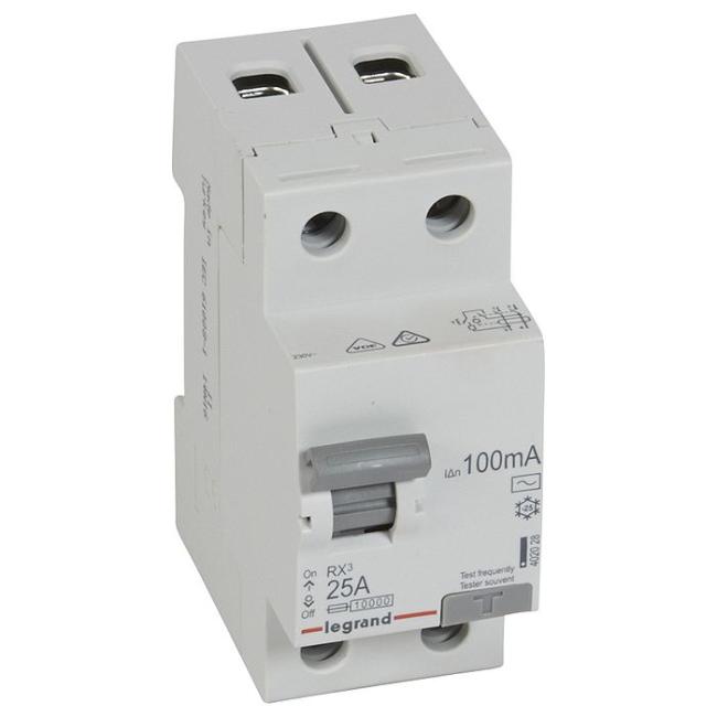УЗО Legrand RX3 2P 25А, 100 мА ( AC ), 402028 УЗО Legrand RX3 2P 25А, 100 мА ( AC ), 402028