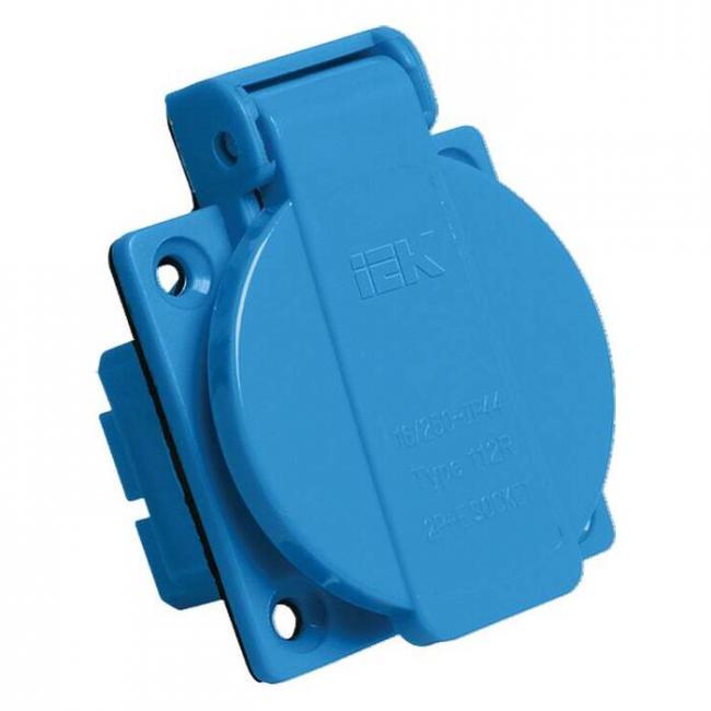 Розетка панельная SCHUKO РП10-3 IP44 синий IEK Розетка панельная SCHUKO РП10-3 IP44 синий IEK