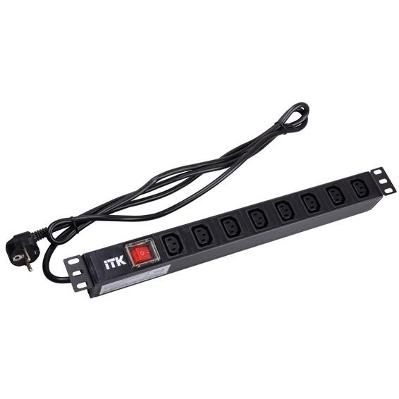 ITK PDU 7 розеток C13 с LED выкл,1U, шнур 2м вилка нем.ст ITK PDU 7 розеток C13 с LED выкл,1U, шнур 2м вилка нем.ст