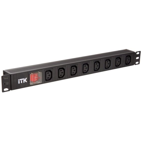 ITK PDU 7 розеток C13, с LED выкл, 1U, вх. C14, без шнура ITK PDU 7 розеток C13, с LED выкл, 1U, вх. C14, без шнура