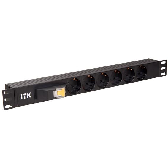 ITK PDU 6 роз. нем. ст. с автом.10А 1U, вх.С14 без каб. чер. ITK PDU 6 роз. нем. ст. с автом.10А 1U, вх.С14 без каб. чер.