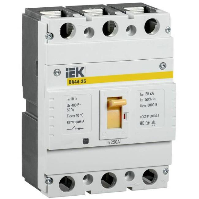 Силовой автомат IEK ВА44, 25кА, 3P, 250А, SVA4410-3-0250 Силовой автомат IEK ВА44, 25кА, 3P, 250А, SVA4410-3-0250