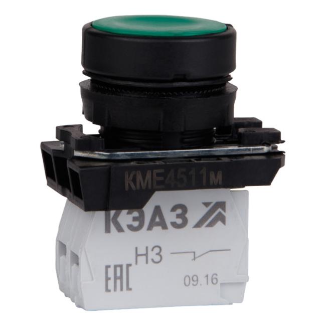 Кнопка КМЕ4511м-зеленый-1но+1нз-цилиндр-IP54-КЭАЗ