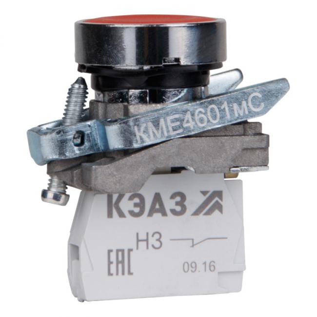 Кнопка КМЕ4601мС-красный-0но+1нз-цилиндр-IP65-КЭАЗ