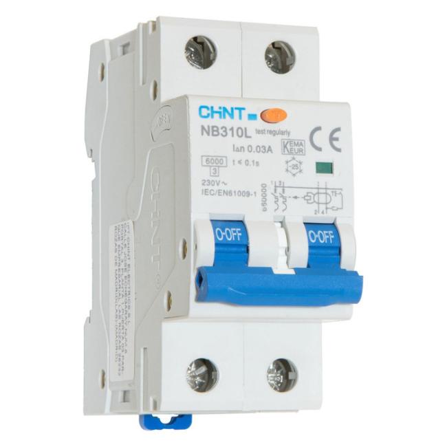 Дифавтомат Chint NB310L 2P 13А (C) 6 кА, 30 мА ( A ), 660004 Дифавтомат Chint NB310L 2P 13А (C) 6 кА, 30 мА ( A ), 660004