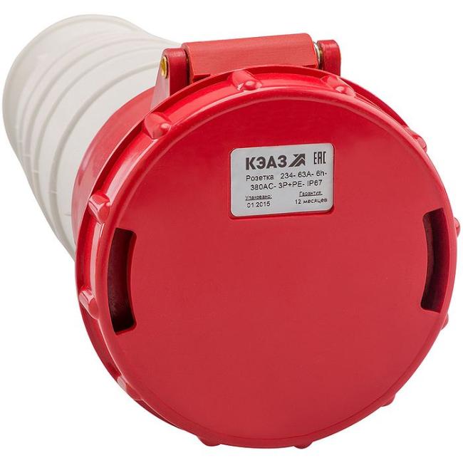 Розетка кабельная 234-63А-6h-380AC-3P+PE-IP67 Розетка кабельная 234-63А-6h-380AC-3P+PE-IP67