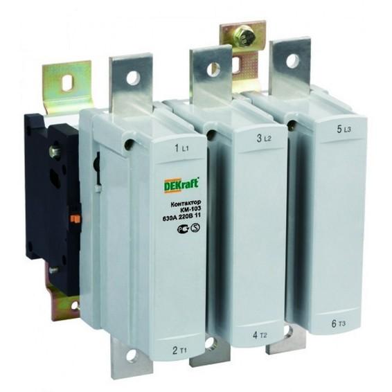 Контактор DEKraft КМ-103 3P 630А 220В AC 335кВт, 22166DEK Контактор DEKraft КМ-103 3P 630А 220В AC 335кВт, 22166DEK