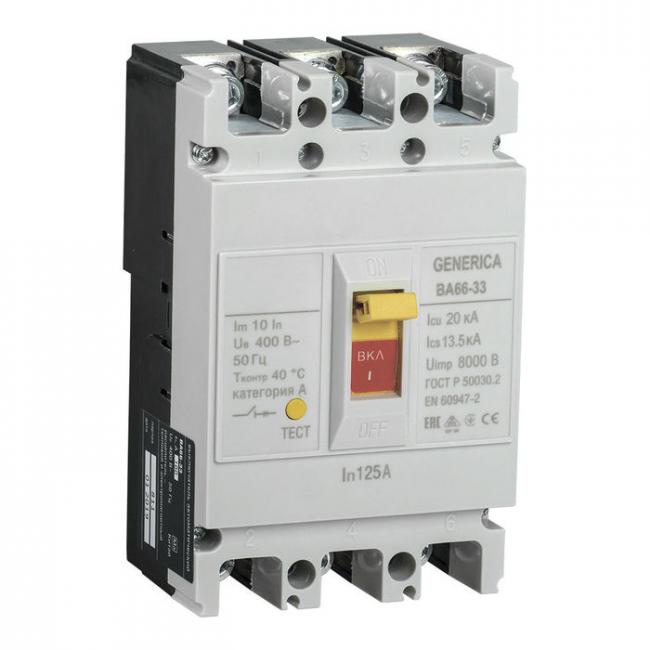 Силовой автомат IEK GENERICA, 20кА, 3P, 125А, SAV20-3-0125-G Силовой автомат IEK GENERICA, 20кА, 3P, 125А, SAV20-3-0125-G