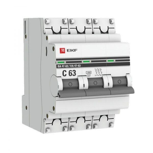 Автоматический выключатель EKF PROxima 3P 40А (B) 5кА, mcb4763-3-40B-pro